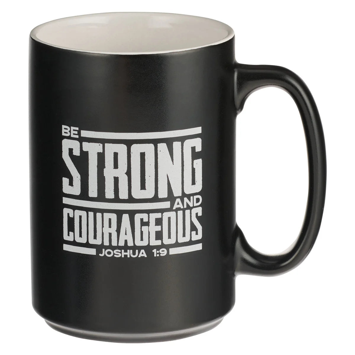 Black Lion Ceramic Coffee Mug - Strong and Courageous, Joshua 1:9
