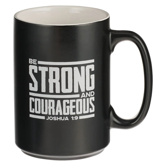 Black Lion Ceramic Coffee Mug - Strong and Courageous, Joshua 1:9
