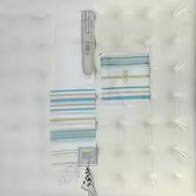 Prayer Shawl (Tallit) Light Blue Green /White 72X22 Inch