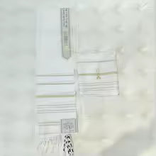 Prayer Shawl (Tallit) White Gold -72X22 Inch