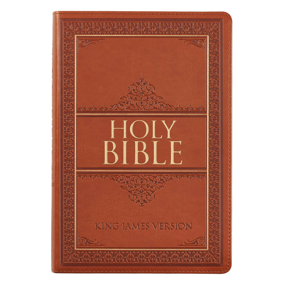 Tan Faux Leather Large Print Thin line KJV Bible with Thumb Index