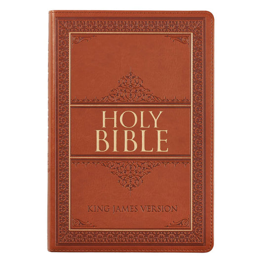 Tan Faux Leather Large Print Thin line KJV Bible with Thumb Index