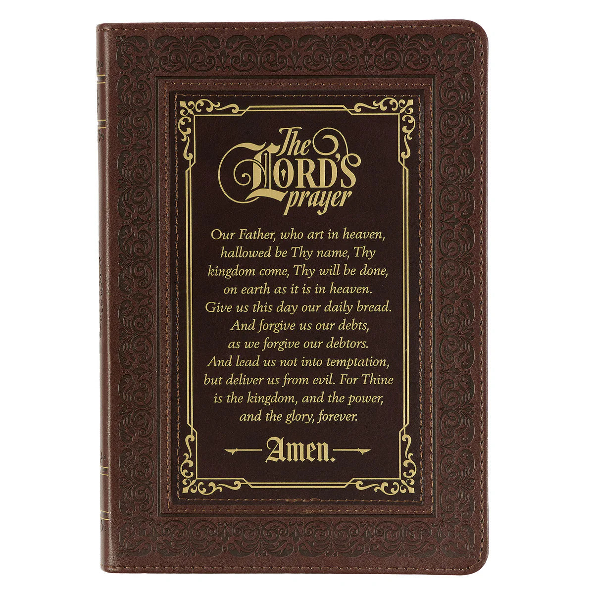 The LORD's Prayer Walnut and Burgundy Faux Leather Classic Journal - Matthew 6:9-13