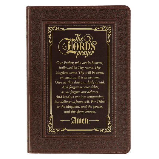 The LORD's Prayer Walnut and Burgundy Faux Leather Classic Journal - Matthew 6:9-13