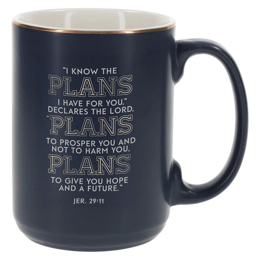 The Plans Modern Blue Grid Ceramic Coffee Mug – Jeremiah 29:11