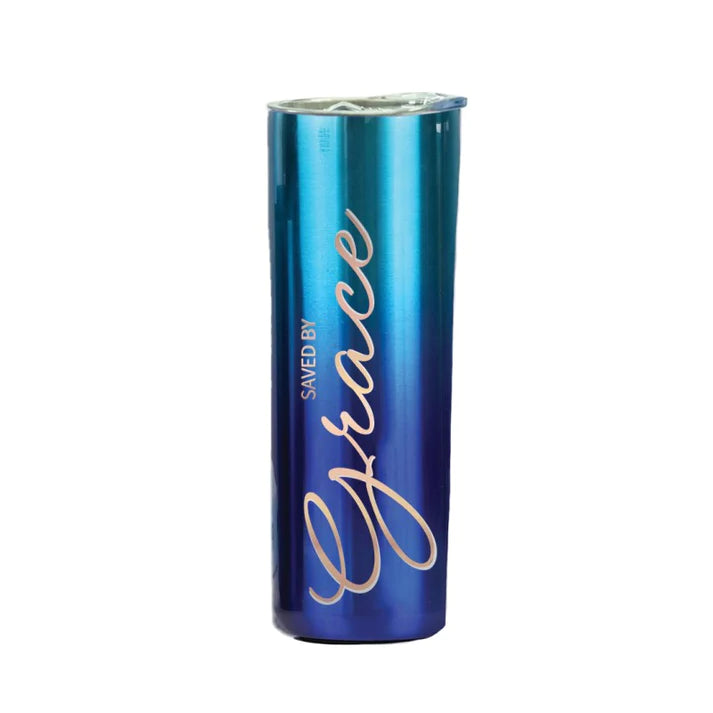 Tumbler Coffee Mug - Saved By Grace (Gradient Blue) St/Steel-590ml