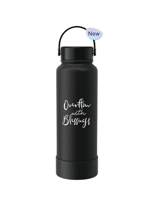 Tumbler Bottle Black 1150ml - Overflow with Blessings