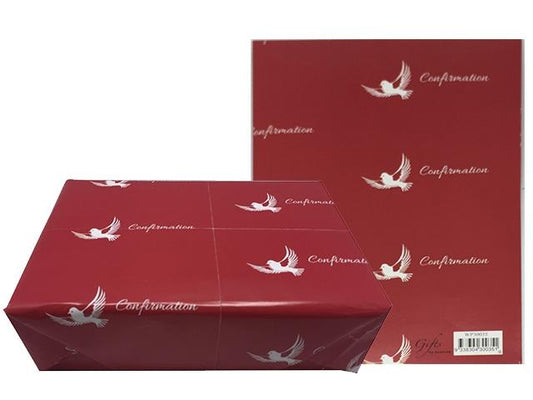 Catholic Confirmation Wrapping Paper – Red Dove Design (680 x 490mm)