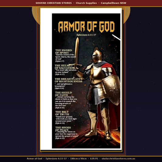 Armor of God Large Banner — Ephesians 6:11-17 | Christian Wall Flag 180 x 90cm
