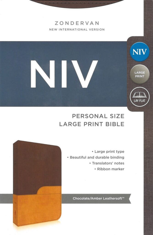 NIV Personal Size Large Print Bible, Chocolate & Amber, LeatherSoft
