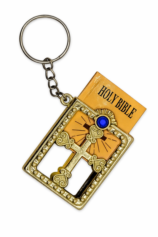 Mini Holy Bible Keychain – Gold