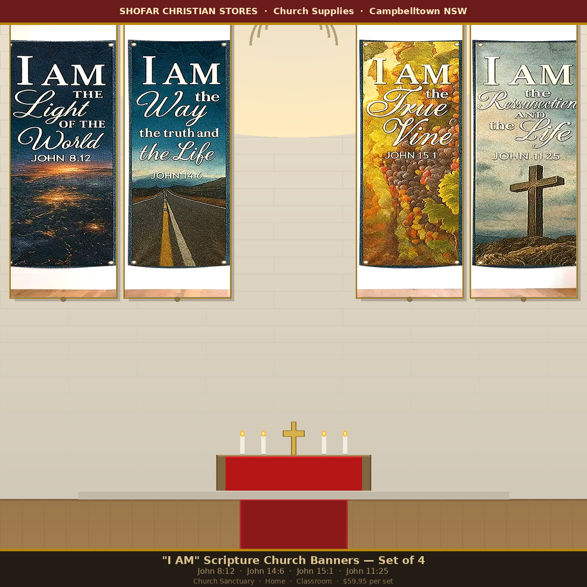 I AM Scripture Church Banners Set of 4 — Jesus Wall Art | Shofar ...
