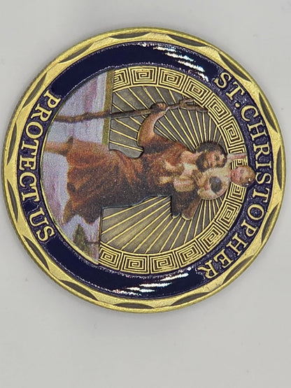St Christoper Gold Coin-40mm