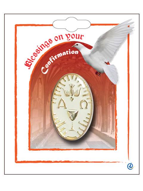 Confirmation Lapel Pin – Dove & Chalice White (Blessings on Your Confirmation)