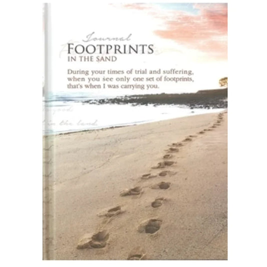 Footprints A5 Christian journal with footprints in the sand on the cover