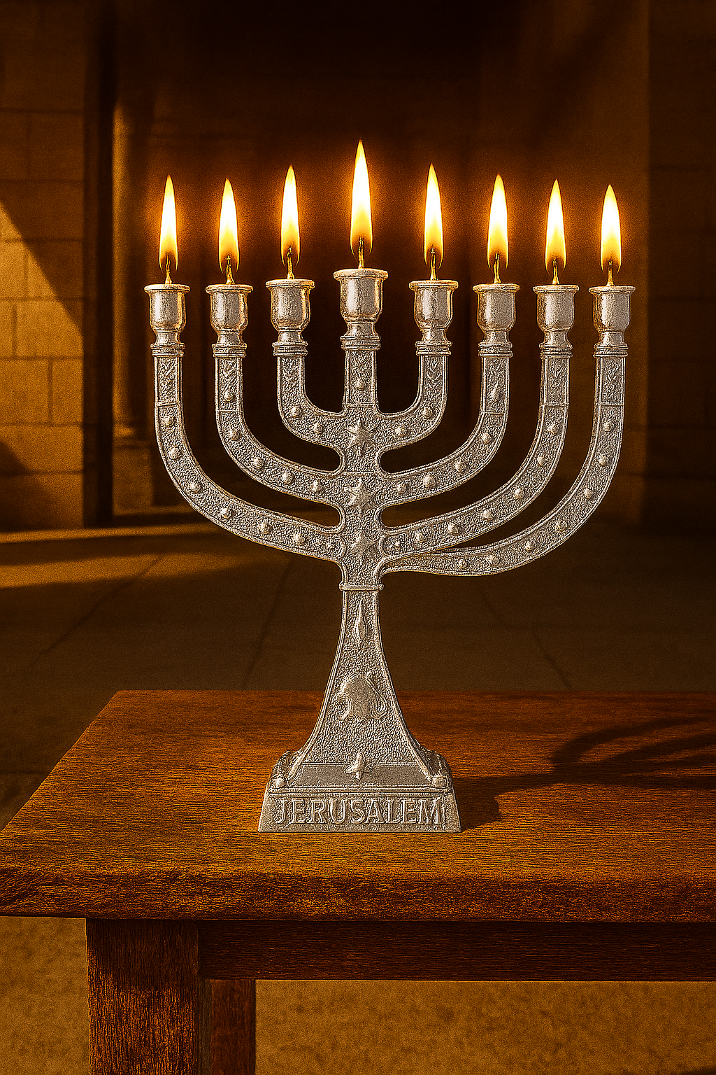 Temple menorah-Silver Size: H:25cm x W:19cm