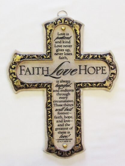 RESIN CROSS - FAITH LOVE HOPE