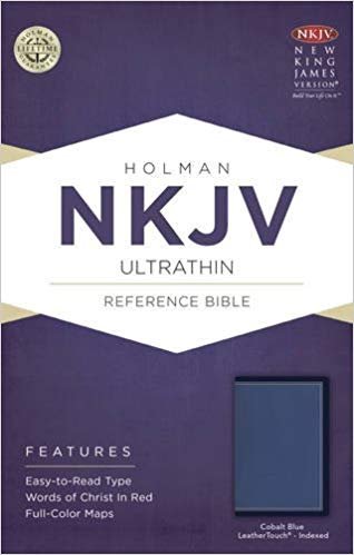 NKJV Ultrathin Reference Bible, Cobalt Blue LeatherTouch, Indexed Imitation Leather – June 1, 2015