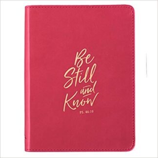 Be Still and Know Handy-sized LuxLeather Journal in Ruby Pink - Psalm 46-10 Leather Bound