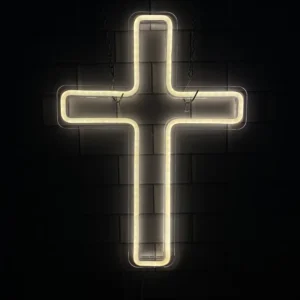1pc Cross Neon Signs, Airnesolly LED Neon Lights Sign Wall Light Up Sign For Church, USB Powered Dimmable Neon Cross Signs For Room Home