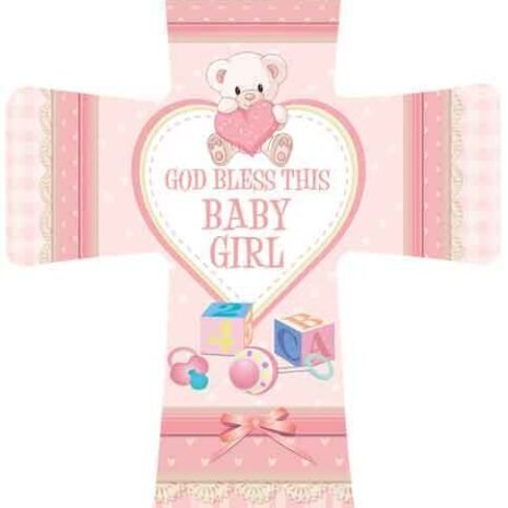 Porcelain Cross - God Bless this Baby Girl SKU: 9338304080161