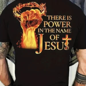 Fist & JESUS Letter Pattern, Men's Trendy Crew Neck Summer T-shirt, Gift For Christian